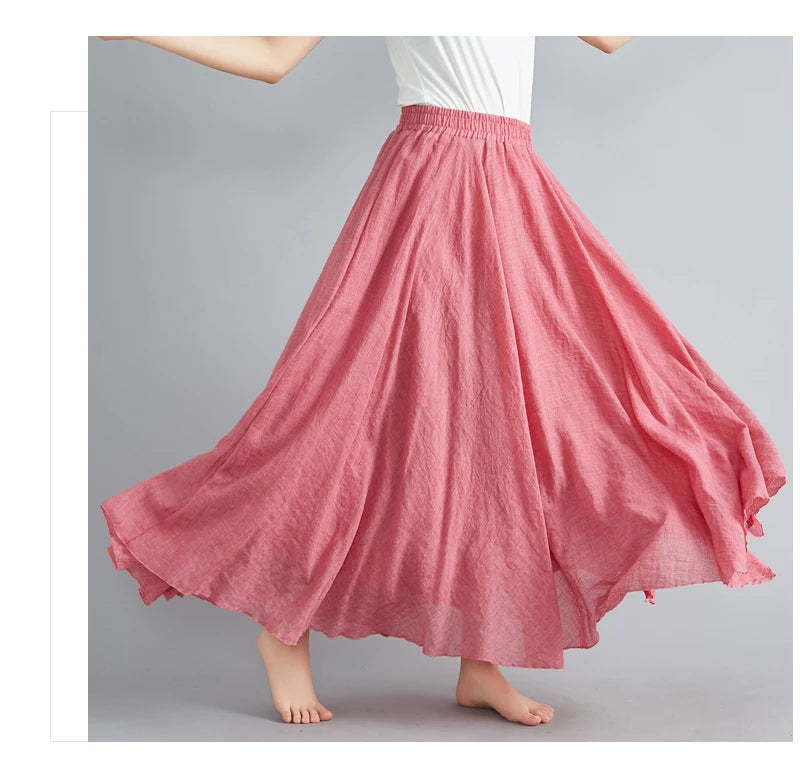 Women Linen Maxi Skirt