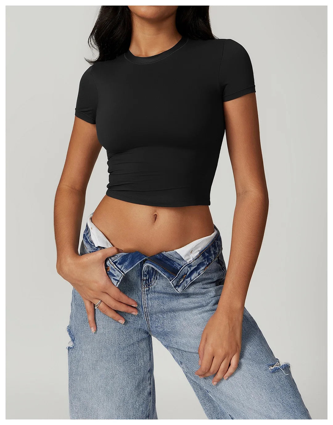 Women's Short Sleeve Yoga Crop Top – Soft Breathable Training Shirt