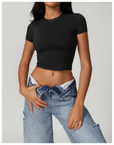 Women's Short Sleeve Yoga Crop Top – Soft Breathable Training Shirt