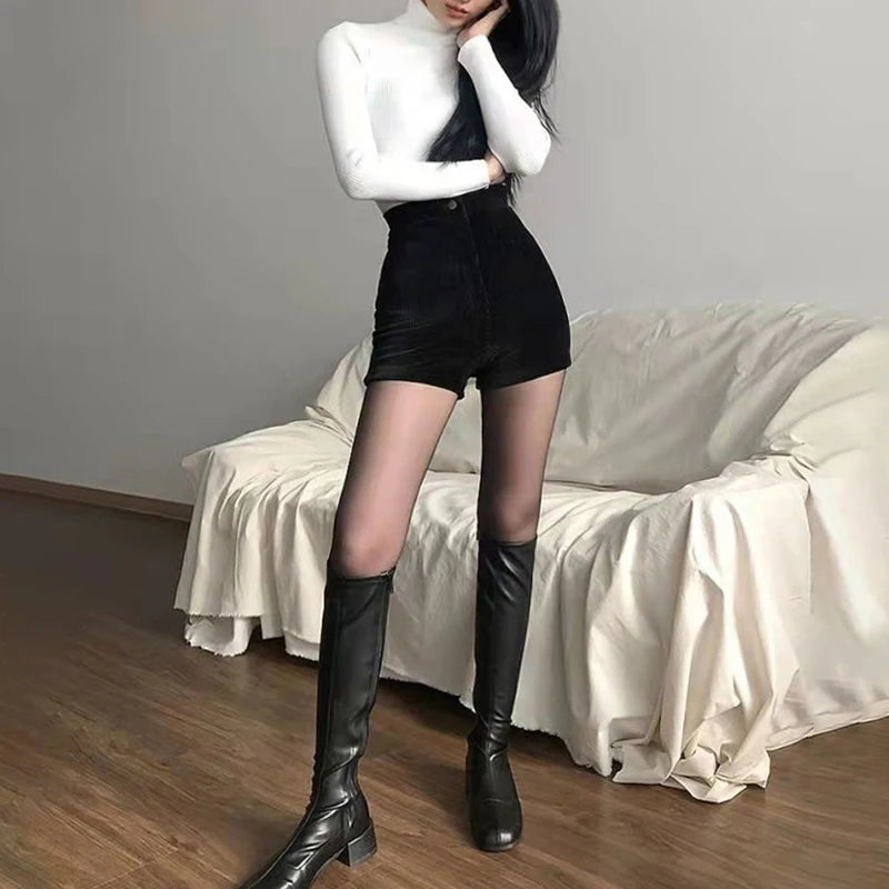 Women Goth Corduroy Y2K Shorts