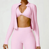 Women's Zip Long Sleeve Yoga Jacket – Gym Push-Up Sportswear Top
