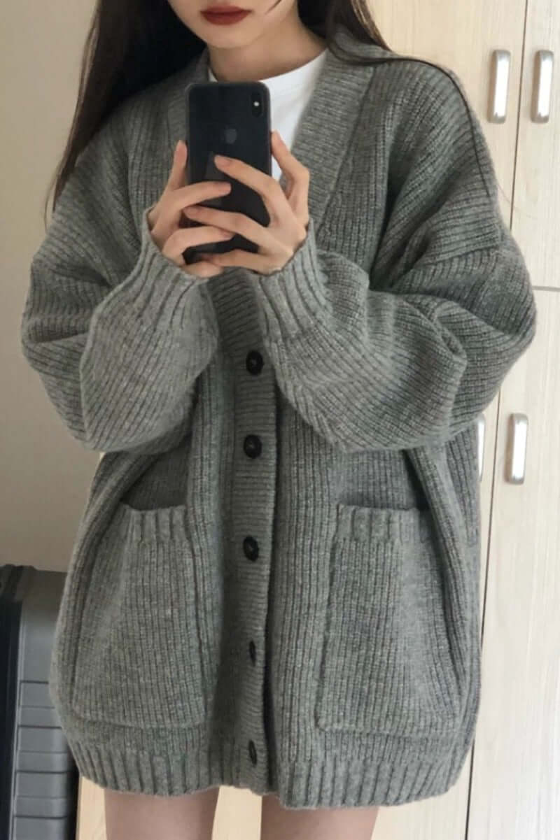 Women V-Neck Knit Cardigan Sweater