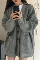 Women V-Neck Knit Cardigan Sweater