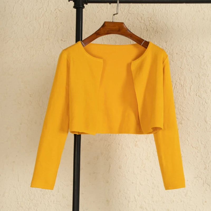 Black Cropped Knitted Korean Style Sweater