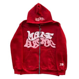 Unisex Retro Letter Zip Hoodie