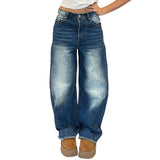 Women Retro High-Waist Barrel Jeans
