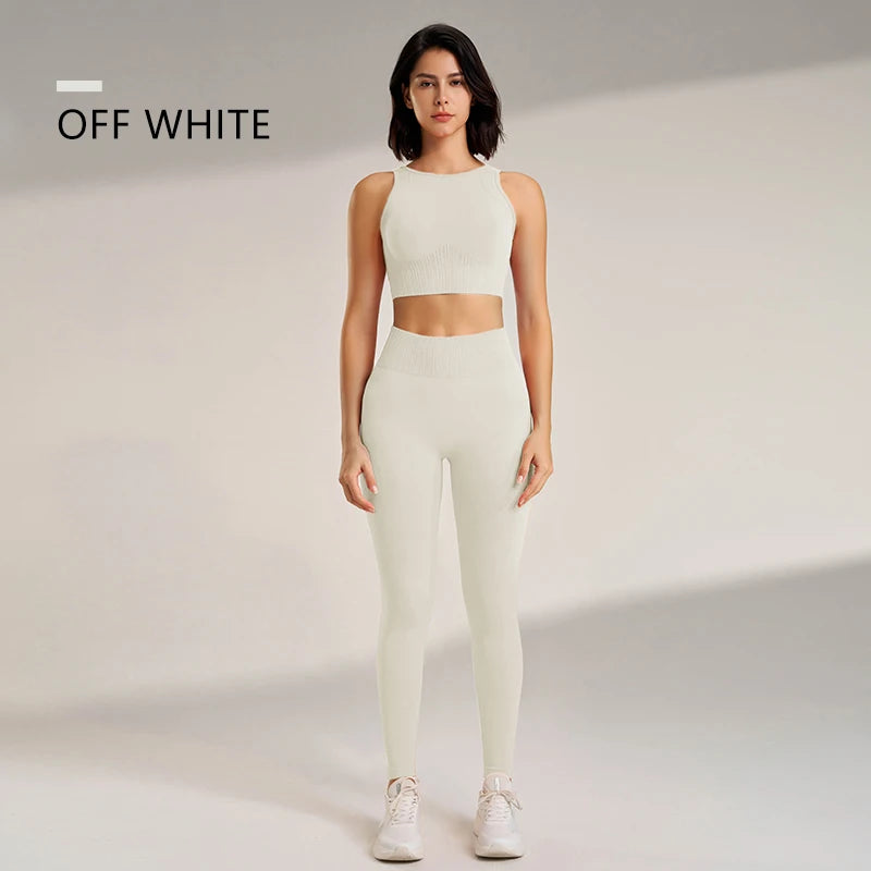 Women High Waist Leggings & Top Set