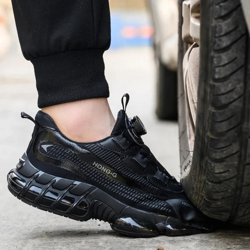Men Rotary Buckle Steel Toe Safety Shoes