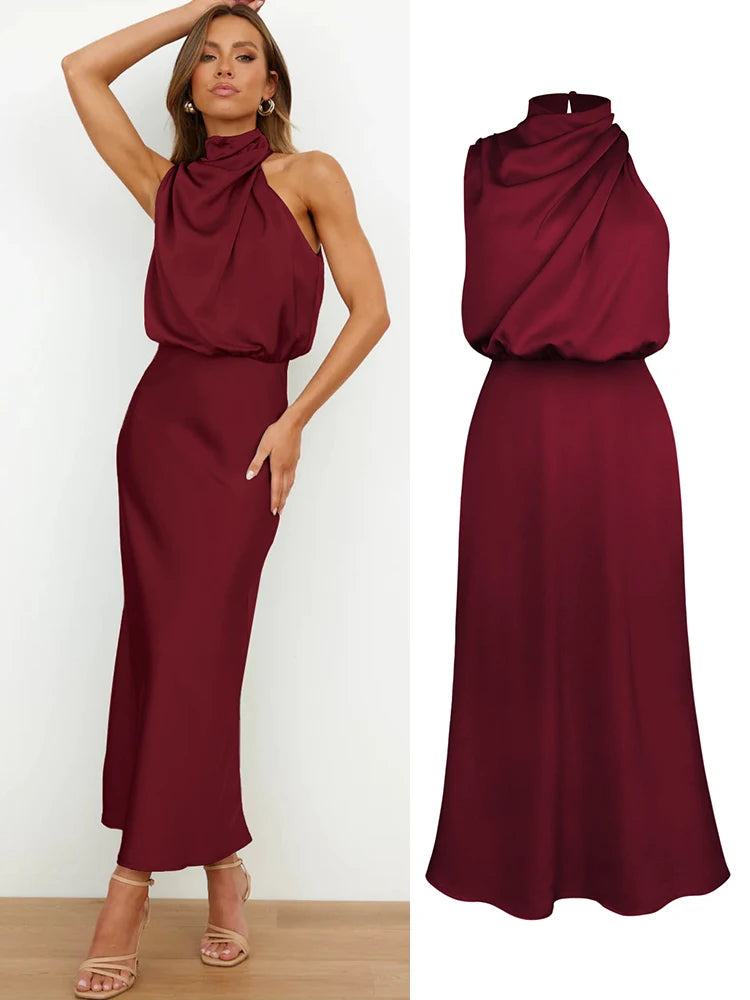 Women's Silk Satin Evening Dress