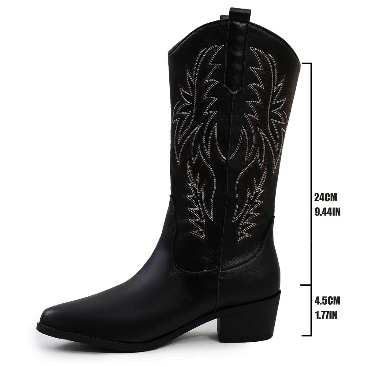 Women Mid Calf Boots Pointed Toe Fur Heels