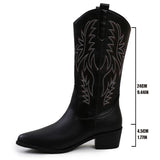 Women Mid Calf Boots Pointed Toe Fur Heels