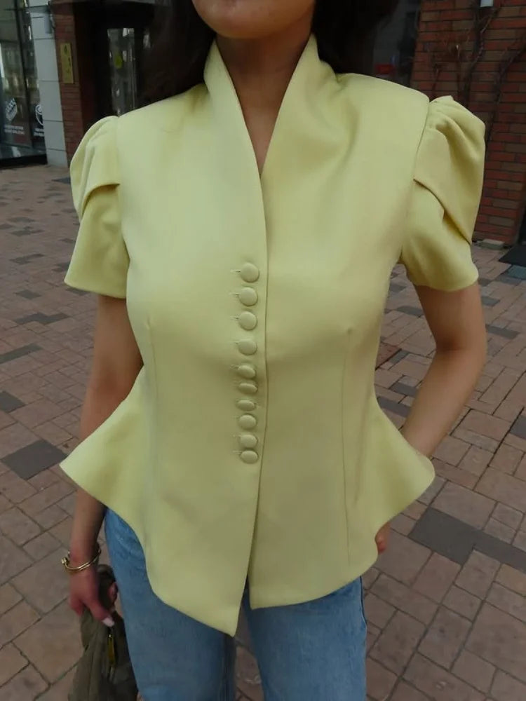 Elegant Women's Slim Waist Blazer Coat