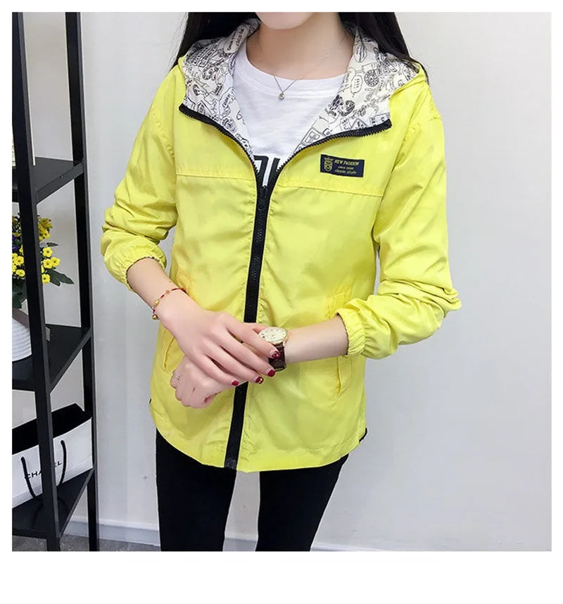 Double-Sided Women's Trench Coat – Hooded Spring Autumn Windbreaker