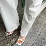 Women’s High Heel Clip Toe Slide Sandals