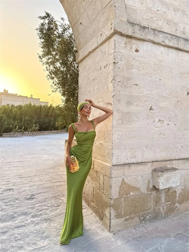 Luxe Satin Halter Evening Gown