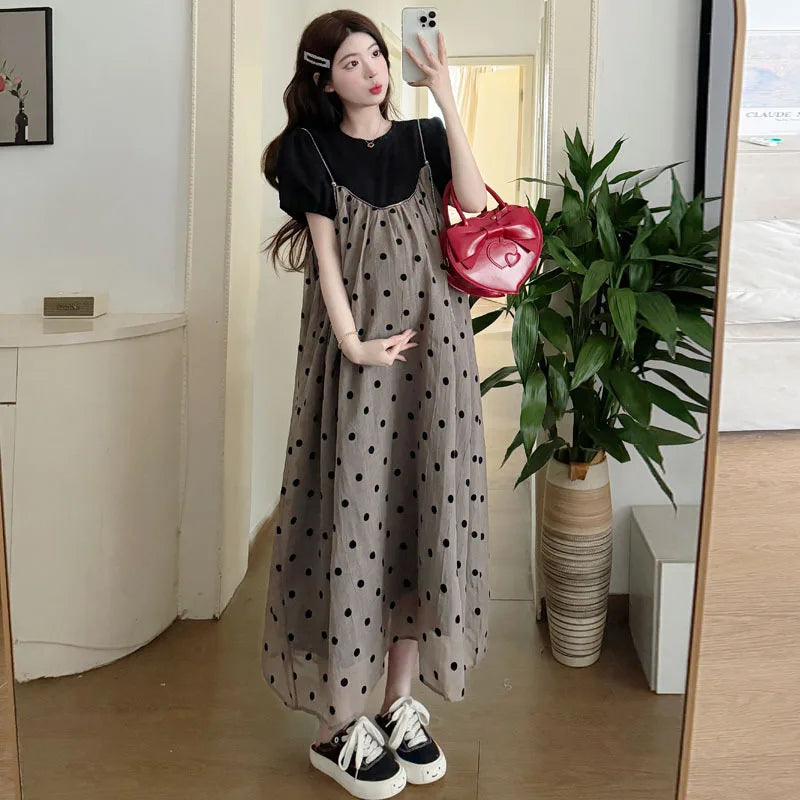 Summer Maternity Two-Piece Skirt Set