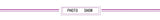 Text banner saying 'Photo Show' with decorative lines in purple and white.