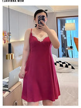 Women Plus Size Lace Splicing Nightdress Loose Pajama