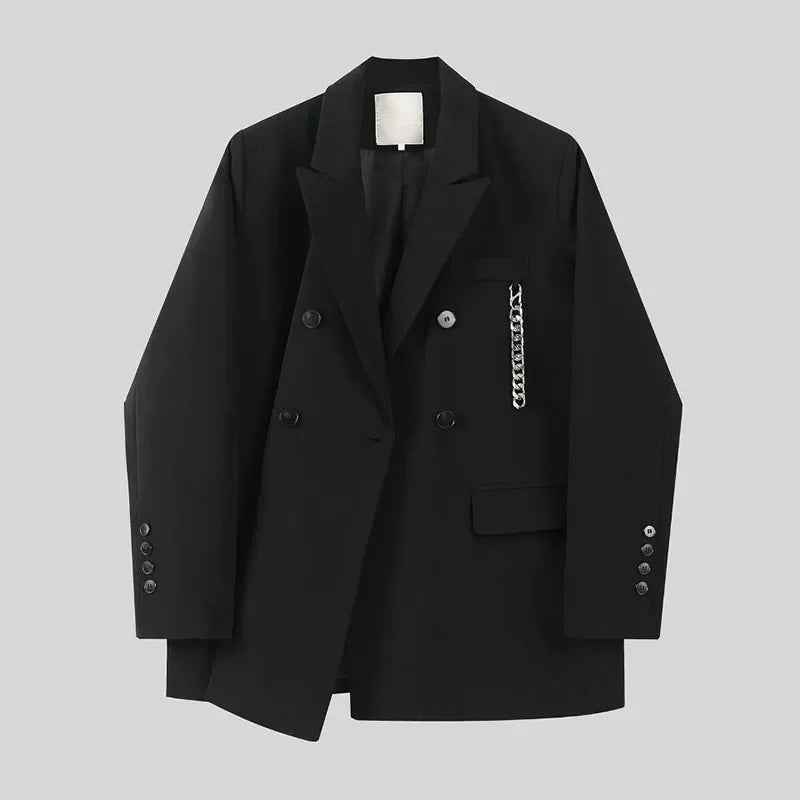 Gothiq™ – Chain Detail Streetwear Blazer (Harajuku Punk Style, Oversized Fit)