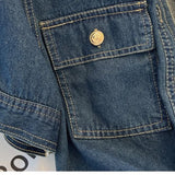 Women's Short Sleeve Denim Cropped Jacket