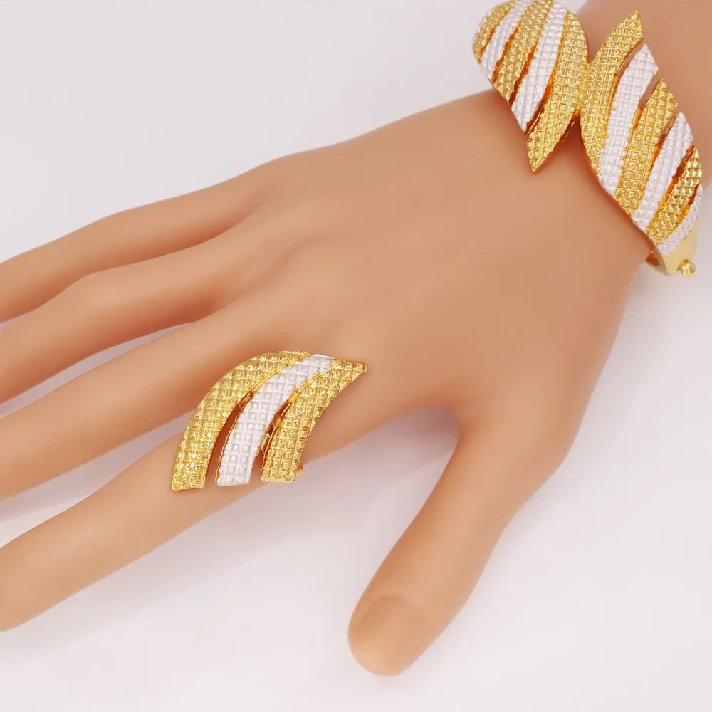 Luxury Two-Tone Gold Plated Bridal Jewelry Set