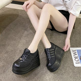 Women’s Pumps Round Head Lace-Up Leisure Heels