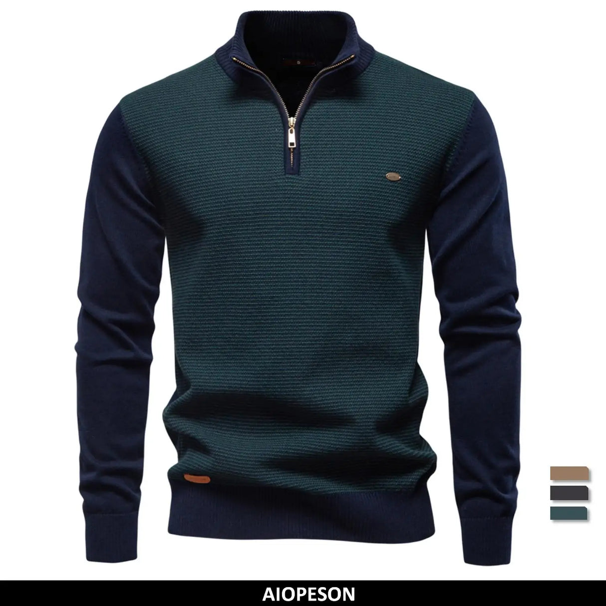 Men's Striped Cotton Turtleneck Sweater