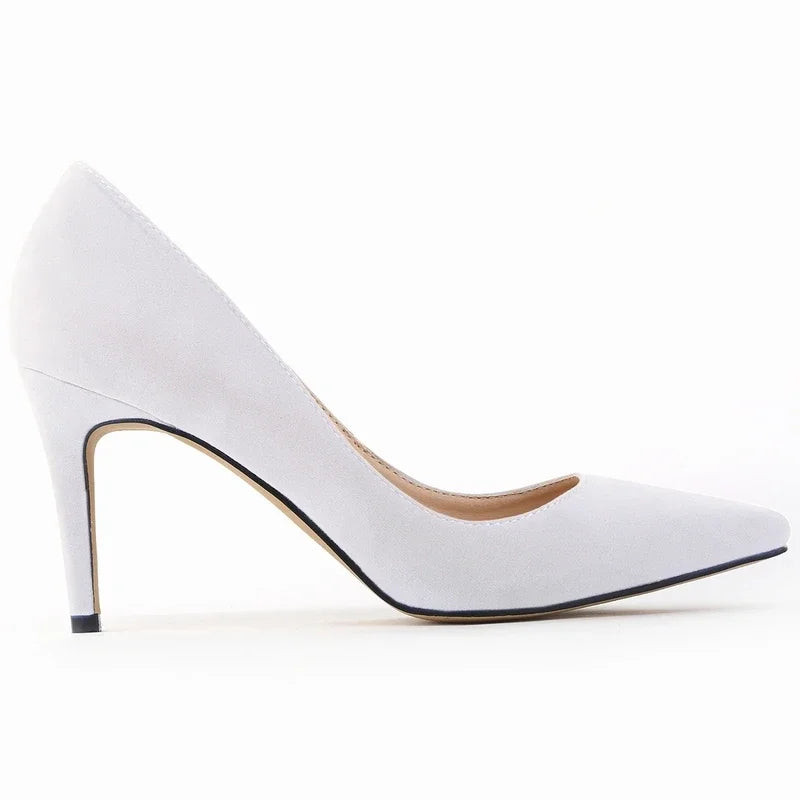 8cm Suede Pointed Pumps – Red Party Heels