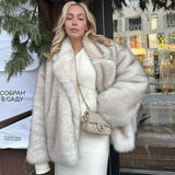 Neo Mint Gradient Faux Fur Oversized Women's Winter Coat