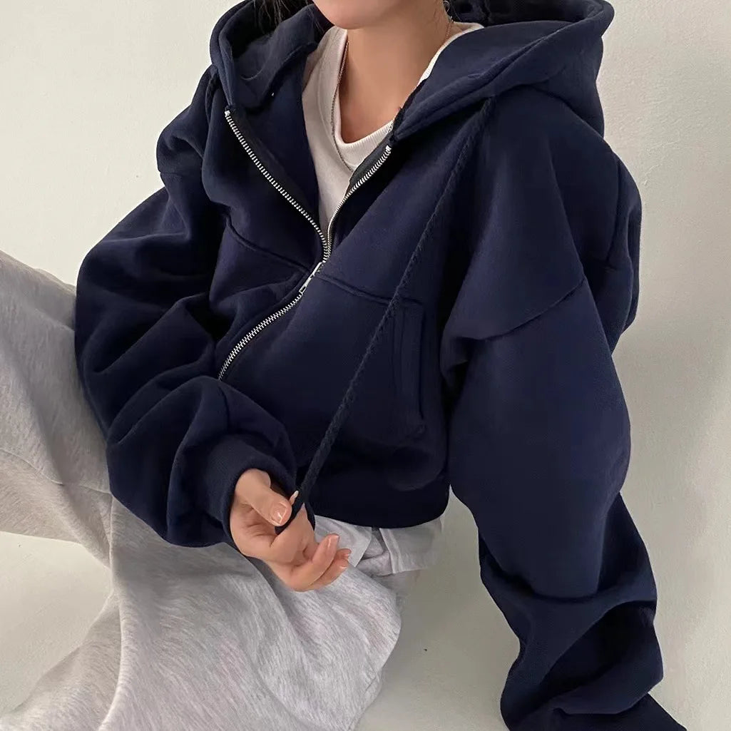 Women's Y2K Cropped Zip Hoodie