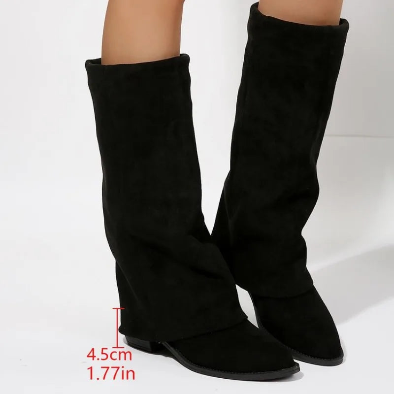 Women’s Knee High Cowboy Denim Boots 2025
