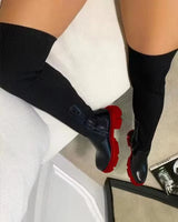 Women’s Thick Heel Stretch Velvet Over-the-Knee Boots