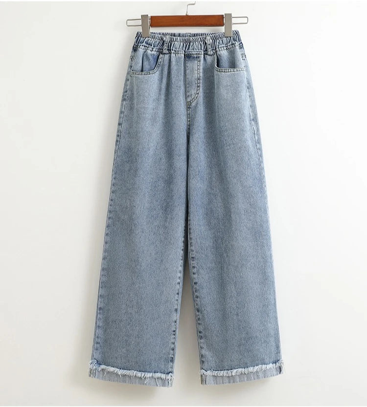 Women Plus Size High Waist Wide Leg Jeans