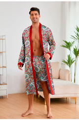 Men’s Leopard Satin Bathrobe Set