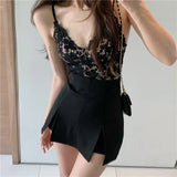 Women's Black Split Skirt Shorts