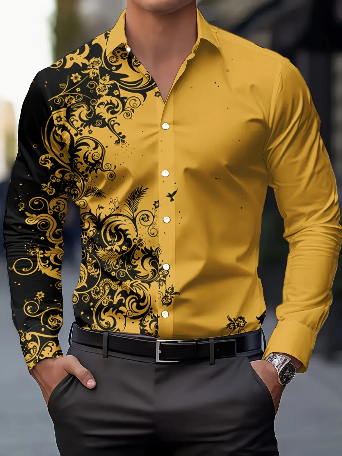Crimson Floral Dress Shirt