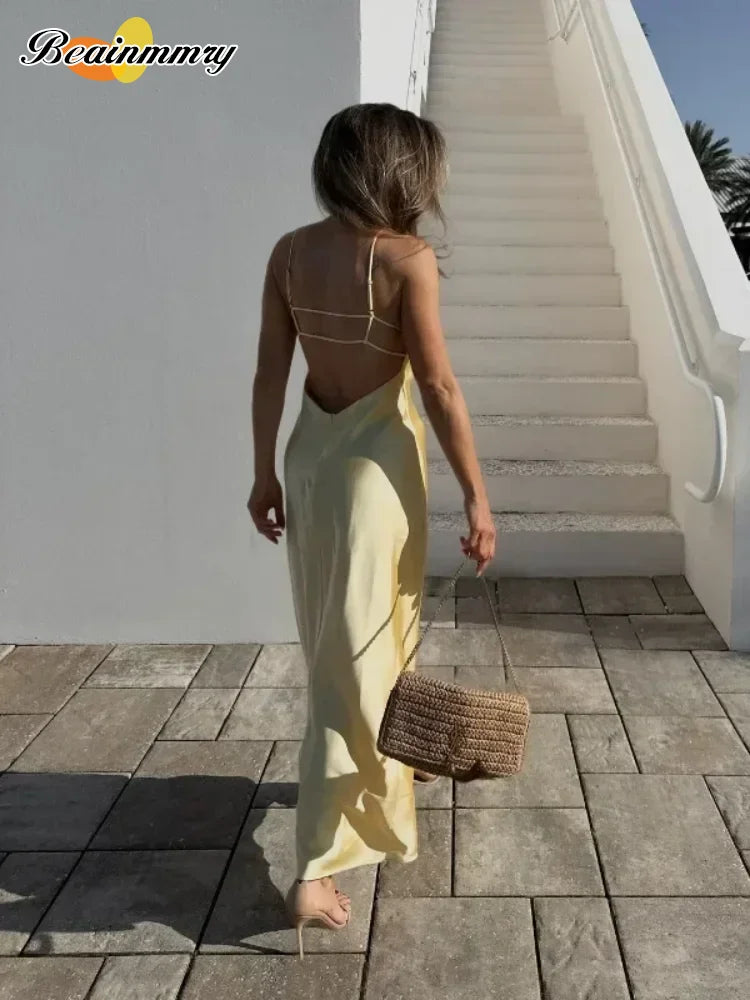Golden Luxe Satin Maxi Dress