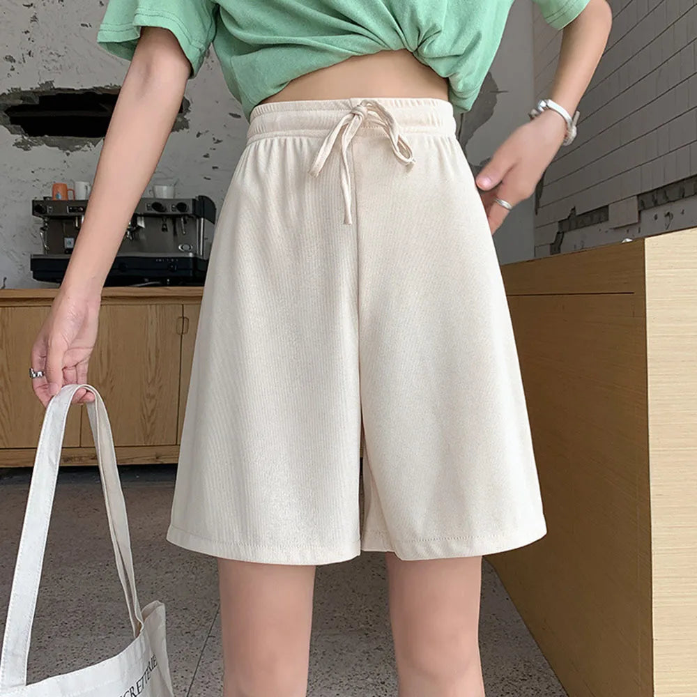 Women Ice Silk Loose Sports Shorts