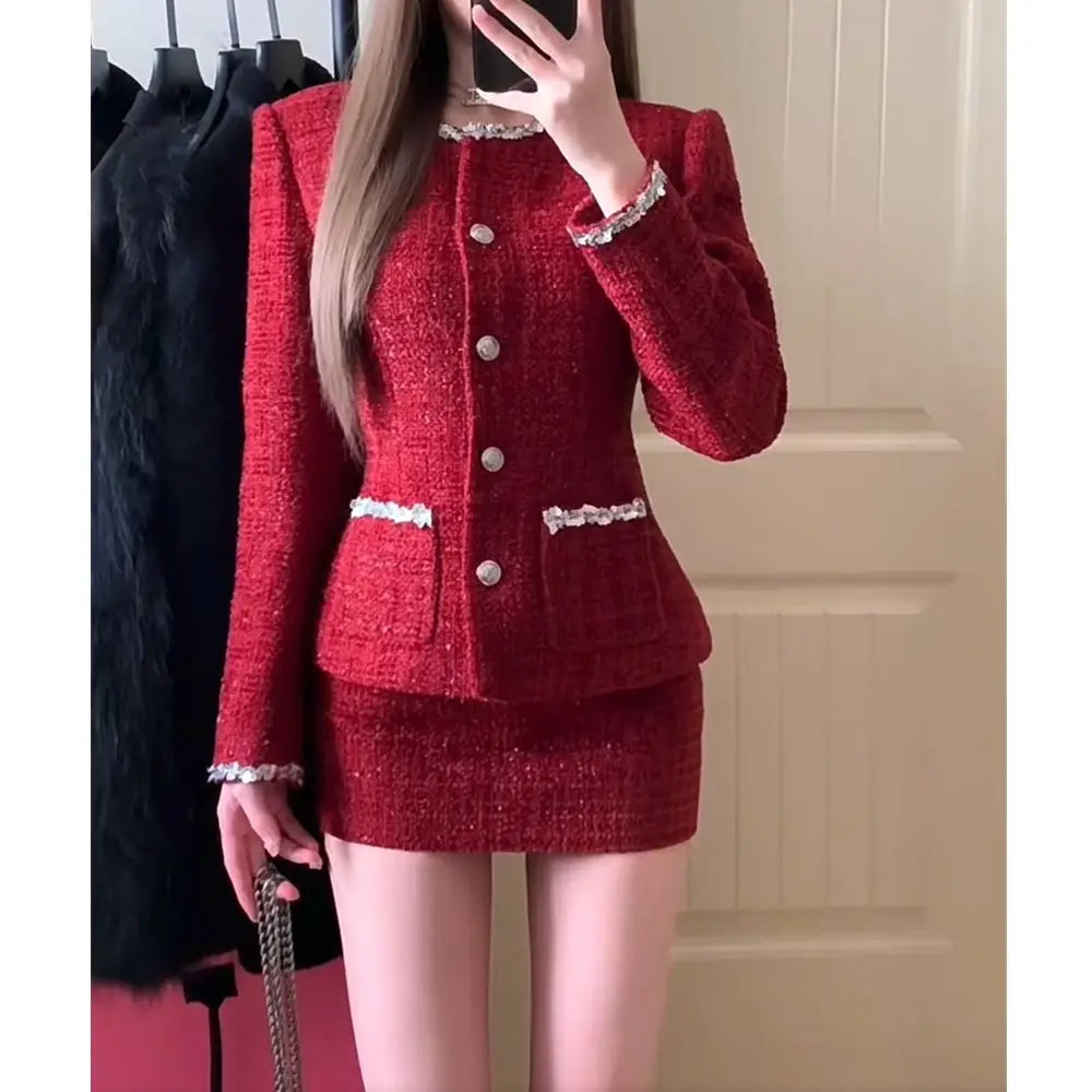 Women's Tweed Skirt Suit