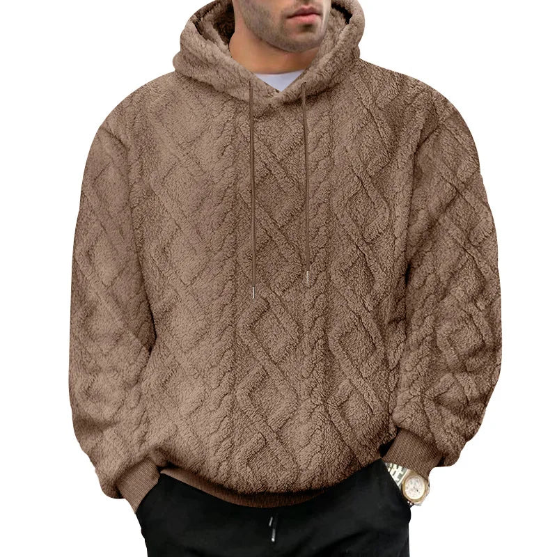 Men Velvet Hooded Pullover Sweater
