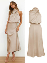 Women's Silk Satin Evening Dress