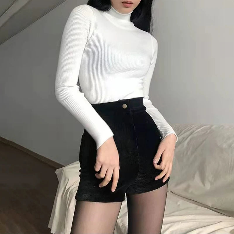 Women Goth Corduroy Y2K Shorts