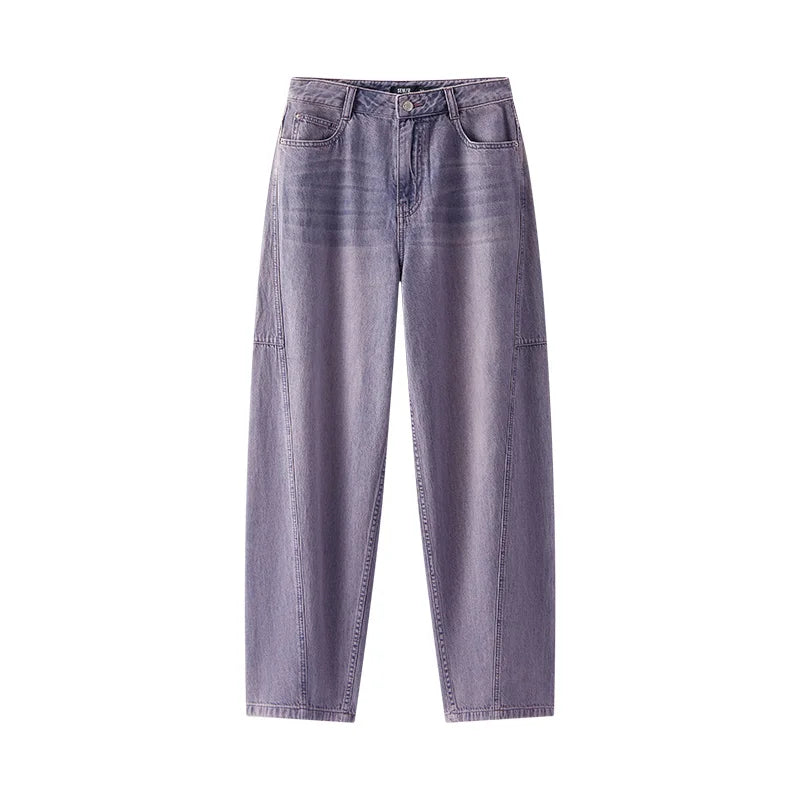 Women Vintage Cotton Wide Leg Jeans