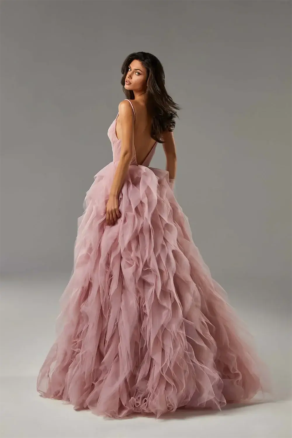 Women Princess Prom Dress Spaghetti Strap Puffy Gown