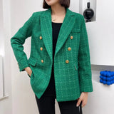 Plaidure™ – Double-Breasted Blazer (Vintage Long Sleeve with Smart Pocket Style)