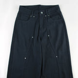 Women Low-Waist Rivet Wide Jeans