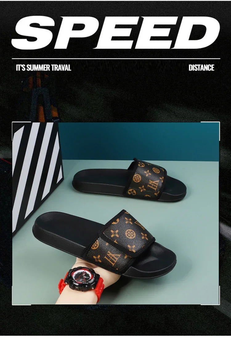 Men Genuine Leather Summer Sandals Slippers