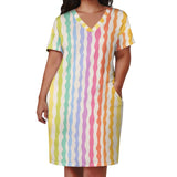 Women Sunflower V-Neck Beach Dress