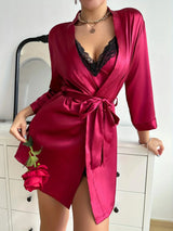 Women Open Back Lace Cami Set