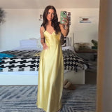 Golden Satin Backless Evening Gown